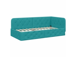 Estrutura de Cama de Canto Turquesa 90 X 190 Cm Veludo MAISON EXCLUSIVE