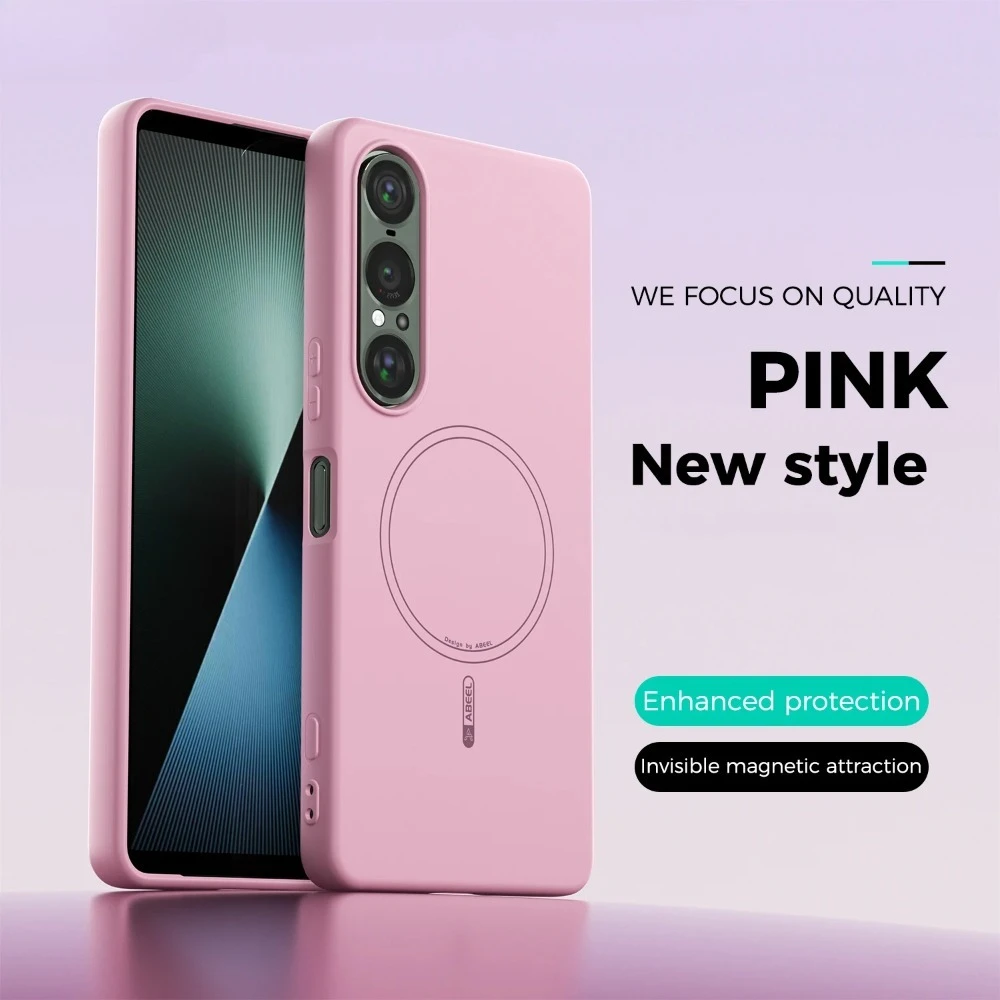 (rosa, Sony Xperia 10v) Capa De Silicone Líquido Suave Elegante, Com Função De Sucção Magnética, Suporte Magsafe, Proteção Anti-queda