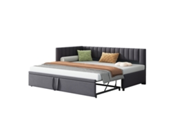 Sofá cama multifuncional em L com cama auxiliar retrátil 90/180x200cm, veludo, cinza PAPRIKA