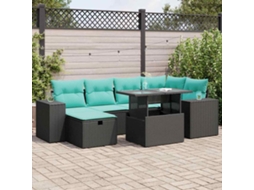 Vidaxl 7 Pcs Conjunto Sofás Jardim Almofadões Vime Pe/acácia Cinzento
