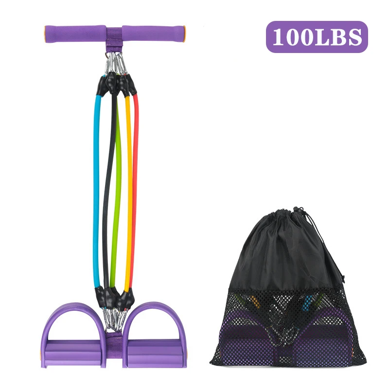 (roxo 100 Lb) Faixa Elástica De Resistência Para Yoga Com Pedal E Cabo De Tração