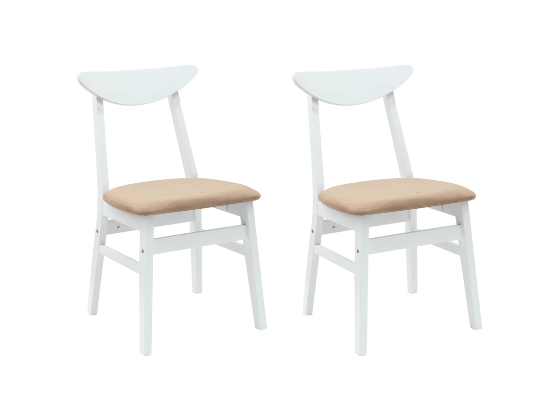 Conjunto 2 Cadeira De Jantar Vidaxl Branco Madeira De Seringueira Maciça (42 X 47,5 X 81 Cm)