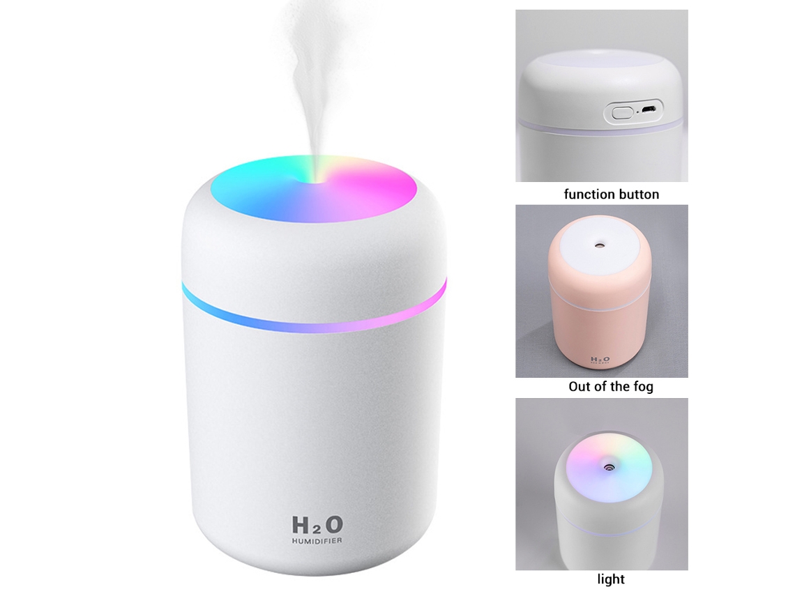 Humidificador Portátil LAXISCREED 300ml com Luz Noturna para Quarto, Escritório Ou Mesa