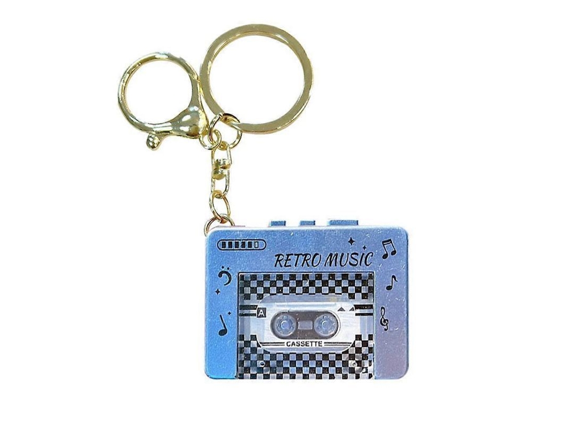 Reprodutor de Cassete Mini com Portachaves Design Compacto em Plástico e Componentes Eletrônicos S/MARCA