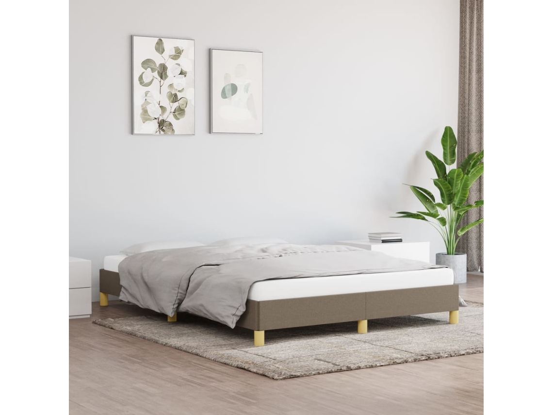 Cama Sem Colchão 160x200 Cm Tecido Castanho-acinzentado