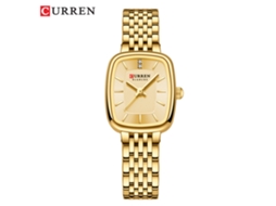 Relógio MDUG Feminino Elegante, Design Quadrado, Pulseira de Aço, Simples e Casual (pulseira Dourada, Caixa Dourada, Mostrador Dourado)