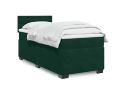 Vidaxl Cama Com Molas/colchão 100x200 Cm Veludo Verde-escuro