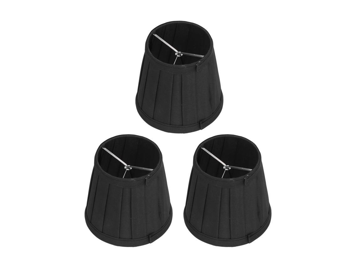 Conjunto de 3 Abajur de Tecido Clip on E14 para Lustre Parede Casa Escritório Decoração Preto S/MARCA