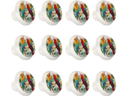 Puxadores Redondos Para Gavetas De Cômoda, Puxadores Para Armários De Cozinha, 12 Peças, Pássaros, Flores, Folhas