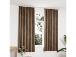 Vidaxl Cortinas Blackout Com Ganchos 2 Pcs 140x175 Cm Veludo Bege