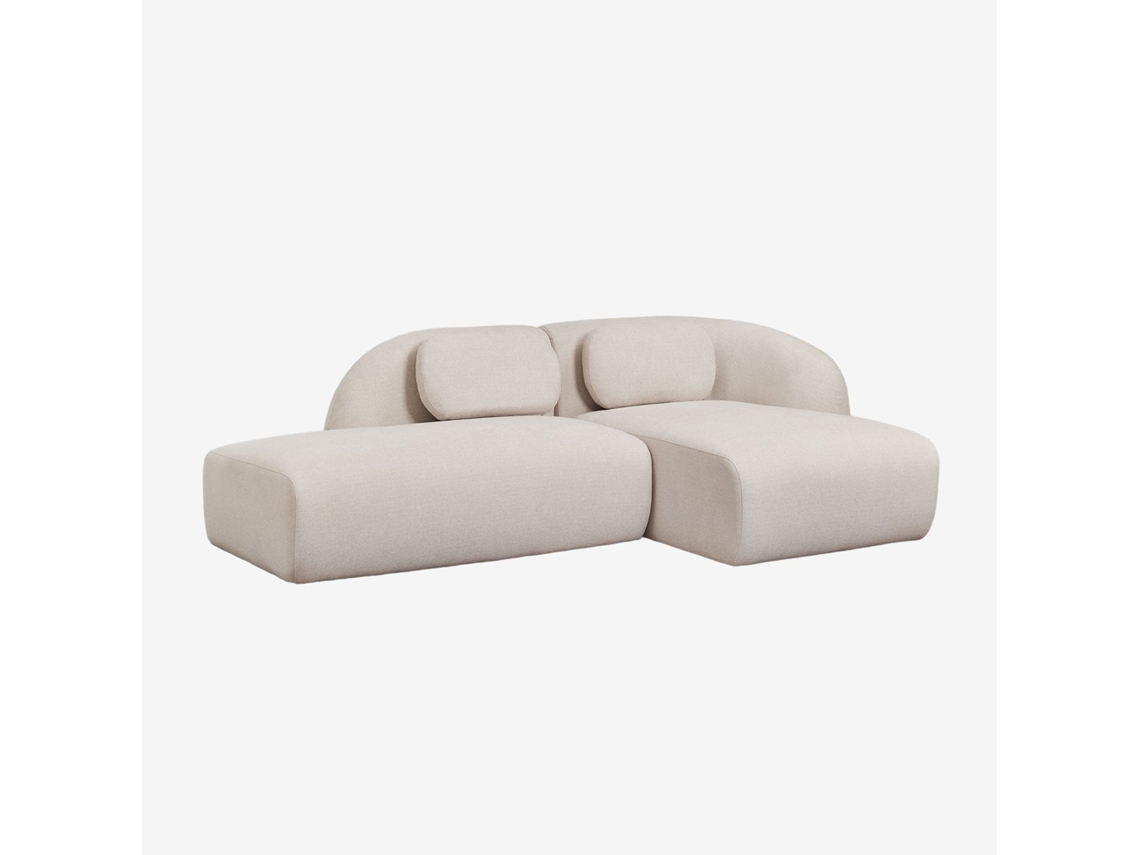 Sklum Sofá Modular Chaise Longue Direito De 2 Peças Com Divã Esquerdo Em Chenille Coquette Poliéster  Chenille Beige Creme