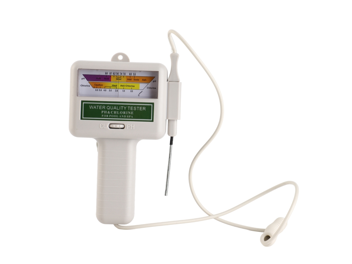 Testador de qualidade da água para piscina, spa, pH, Cl2, com tela de exibição, branco