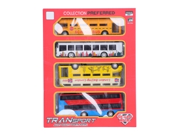 Conjunto De 4 Brinquedos De Ônibus De Liga Retratil Educativo Para Crianças 3+