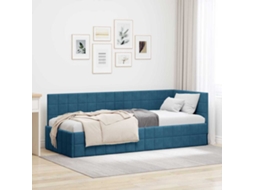 Vidaxl Estrutura De Cama De Canto Azul 80 Cm X 200 Cm Veludo
