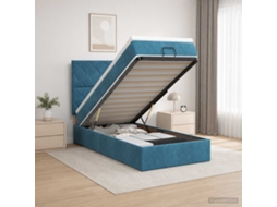 Vidaxl Cama Ottoman Com Colchão E Led Azul Escuro 100 X 200 Cm Veludo