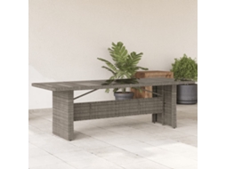 Vidaxl Mesa De Jardim Com Tampo De Vidro 240x90x75 Cm Vime Pe Cinzento