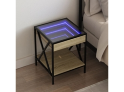 Vidaxl Mesa De Cabeceira C/ Led Infinity 40x40x49 Cm Carvalho Sonoma