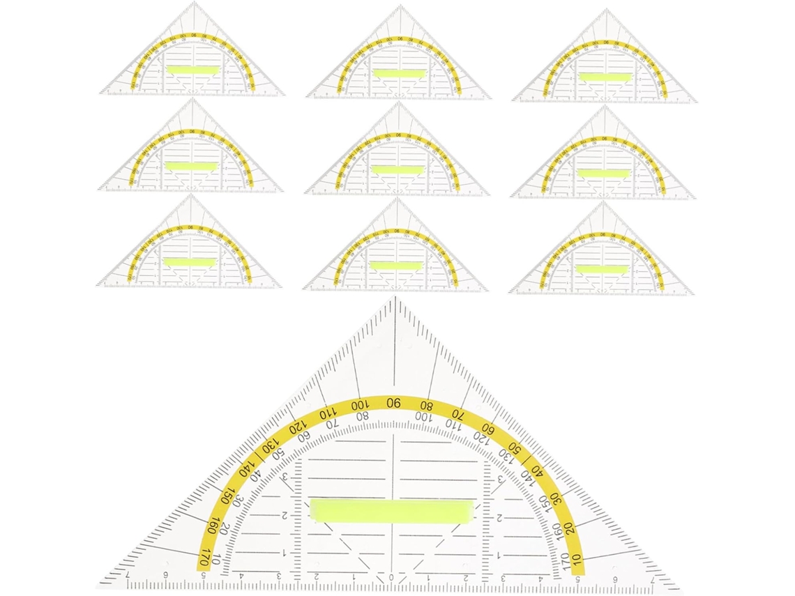 Conjunto De 10 Réguas Transparentes Com Alça, Régua Geométrica