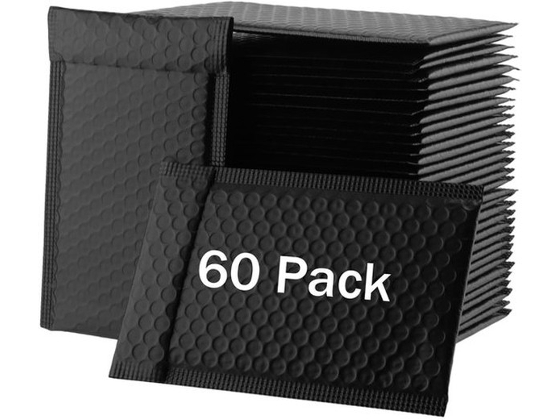 Envelopes De Bolha 60 Unidades - Envelopes Prensados Em Látex Negras - Sacos De Envio Impermeáveis - Embalagem Fechada Automaticamente - 18 X 15 Cm -