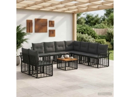 Vidaxl Conjunto De Sofás Para Exterior 10 Unid. Preto E Cinza Escuro