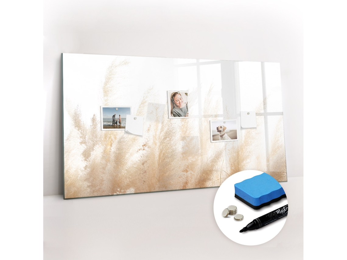 Quadro De Vidro Magnético Abstração De Trigo Para O Corredor Espelharte (120x60 Cm)