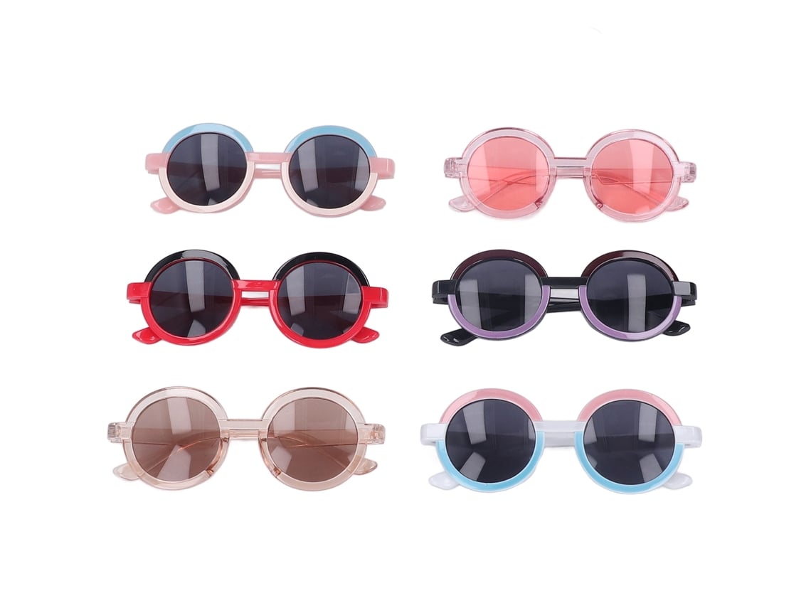 Ats 6 Pares de Óculos de Sol Redondos para Crianças com Proteção Uv Cores Vibrantes Bonitos para Esportes Ao Ar Livre Festas Presentes