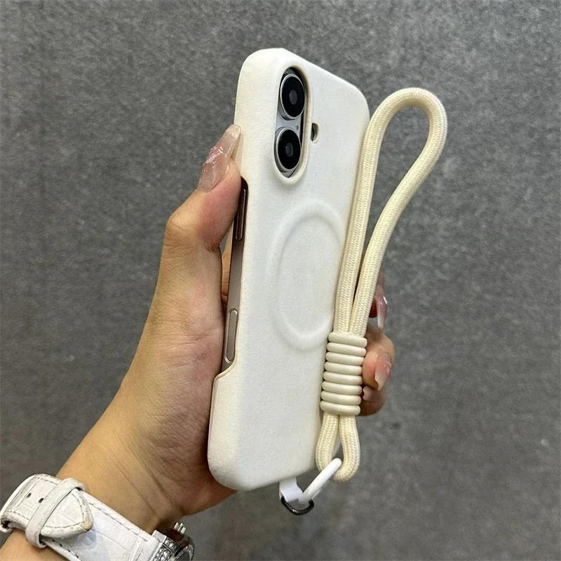 Capa Para Iphone 16 (branca) Com Cordão, Moldura Magnética E Proteção Traseira.