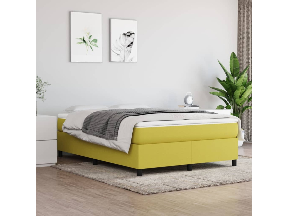 Vidaxl Estrutura De Cama Com Molas 140x190 Cm Tecido Verde