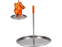 Suporte Vertical para Asar Pollo, Inox, com Plato Desmontável
