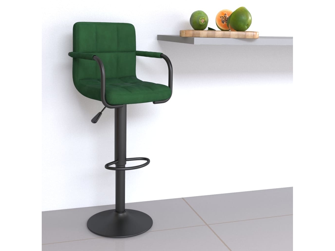 Vidaxl Banco De Bar Veludo Verde-escuro
