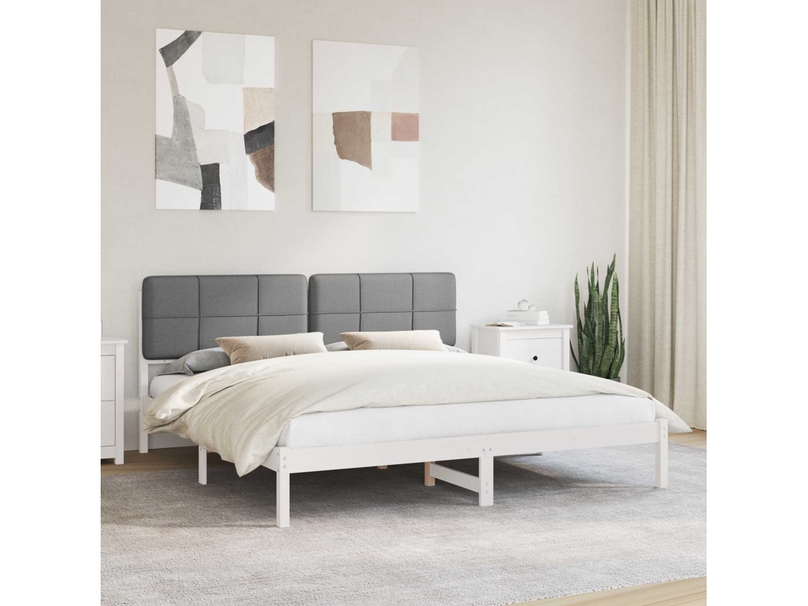 Vidaxl Estrutura De Cama Com Cabeceira Estofada Cinza Escuro