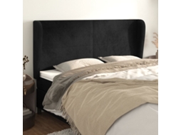 Vidaxl Cabeceira De Cama C/ Abas Veludo 183x23x118/128 Cm Preto