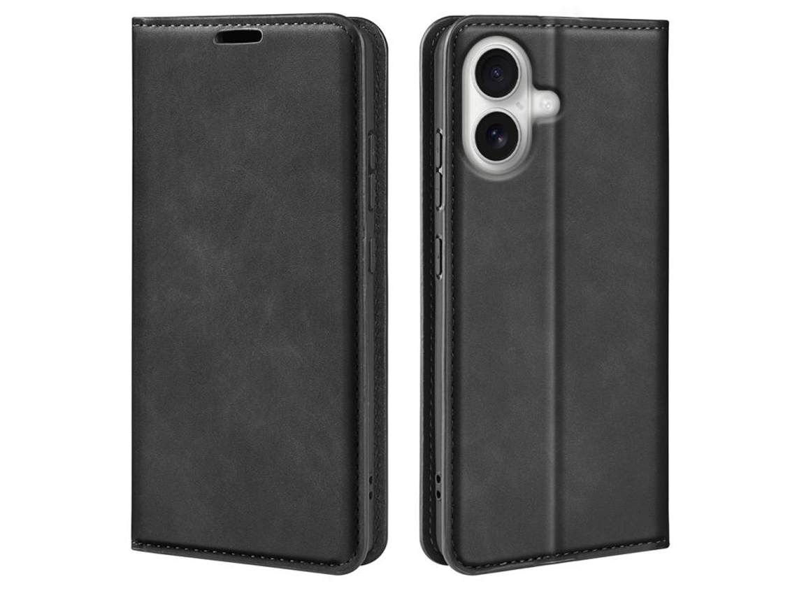 Capa Para Iphone 17 Em Couro Com Design Retrô E Fecho Magnético.