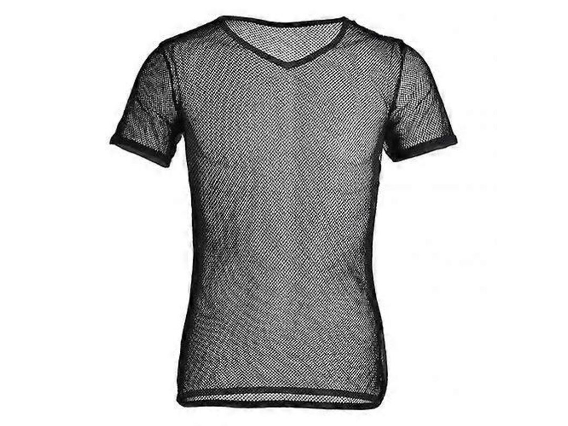 Camiseta Transparente De Malla Para Hombres Manga Corta Sexy Ropa Casual Deportiva Verano Clubwear Regalo Negro Xl