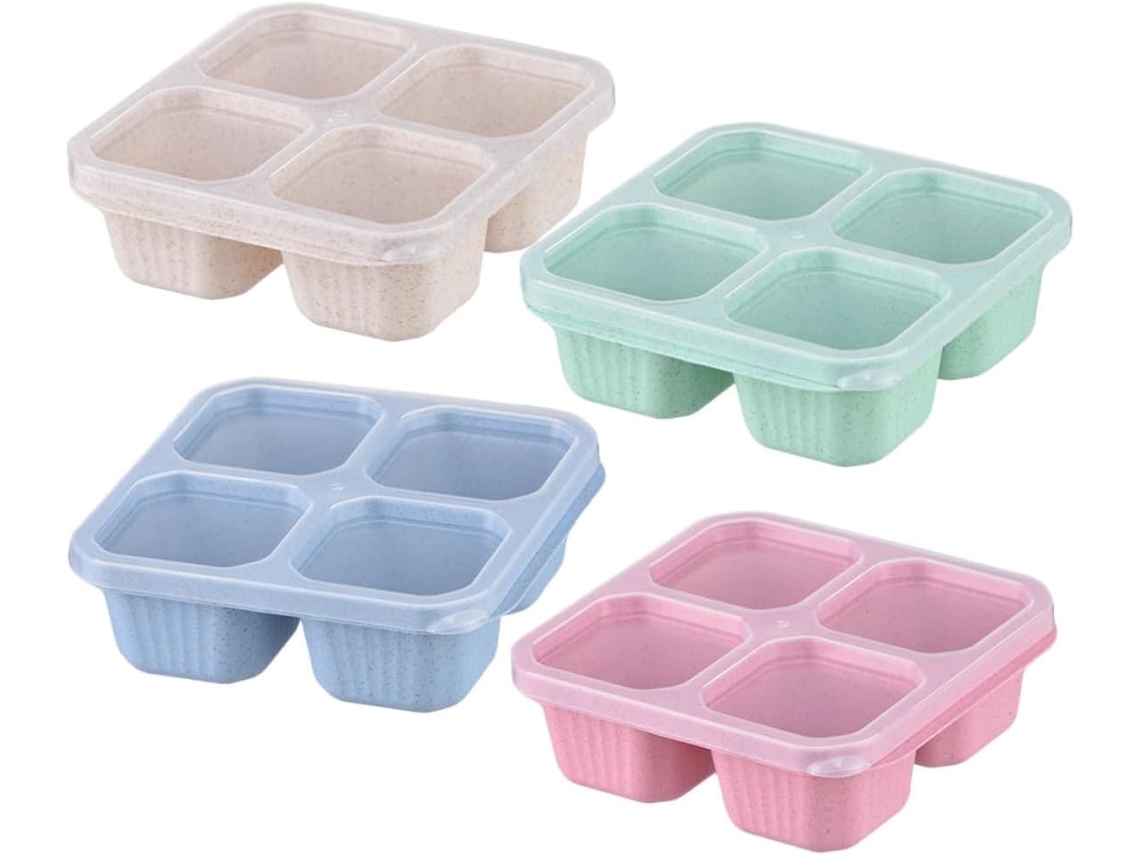 Lancheira Bento Com 4 Compartimentos, Portátil E Que Mantém Os Alimentos Frescos, Ideal Para Piqueniques E Viagens