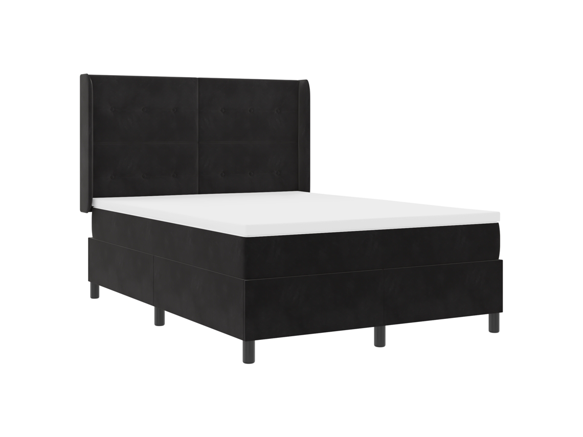Conjunto 1 Cama Box Vidaxl Preto Veludo (140 X 200 Cm)