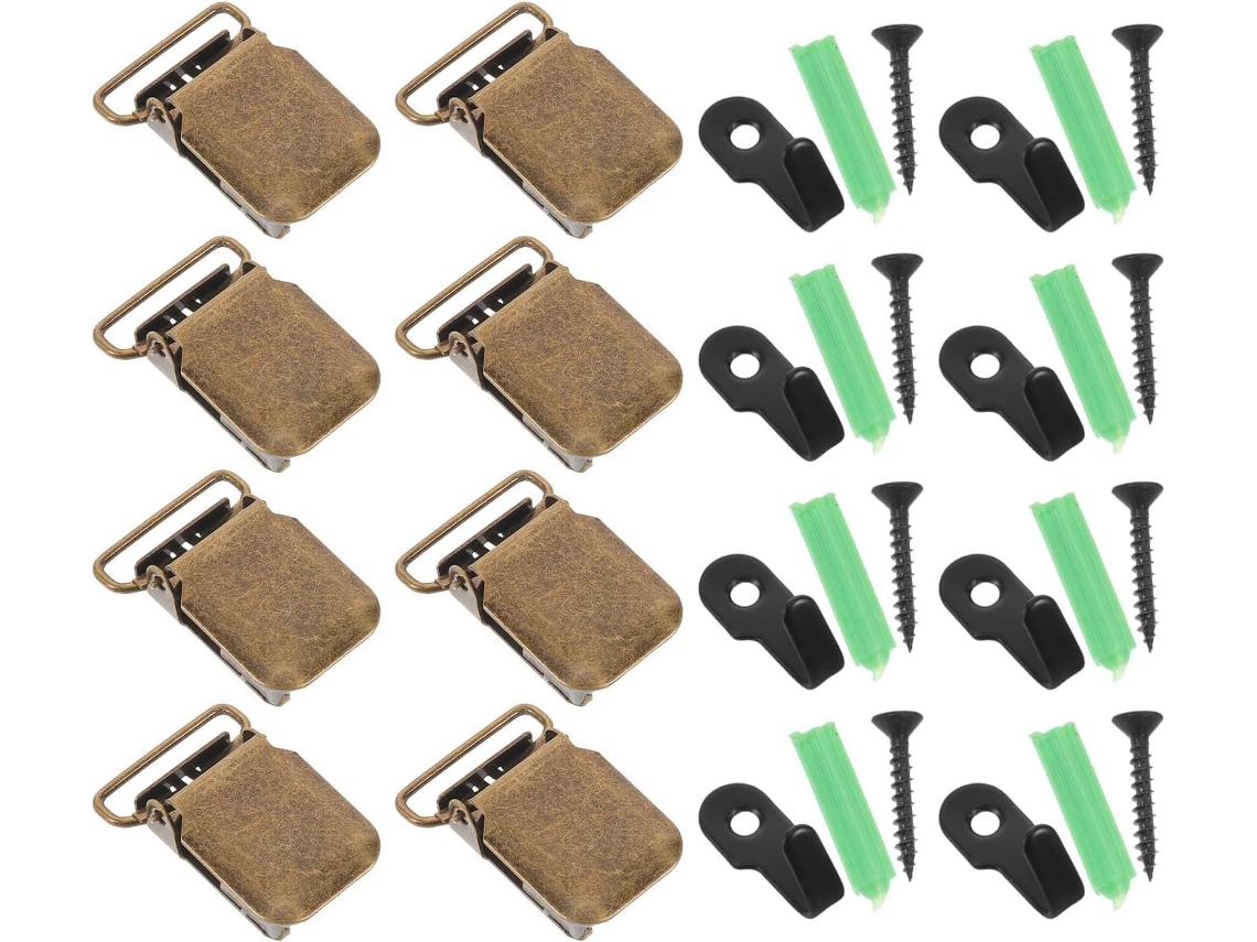 Conjunto De 8 Suportes Ferro Marrom Para Pendurar Mantas Tecido E Decorações Leves Versáteis Com Opção Fixação Na Parede