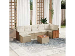 Vidaxl 8 Pcs Conjunto De Sofás P/ Jardim Com Almofadões Vime Pe Bege