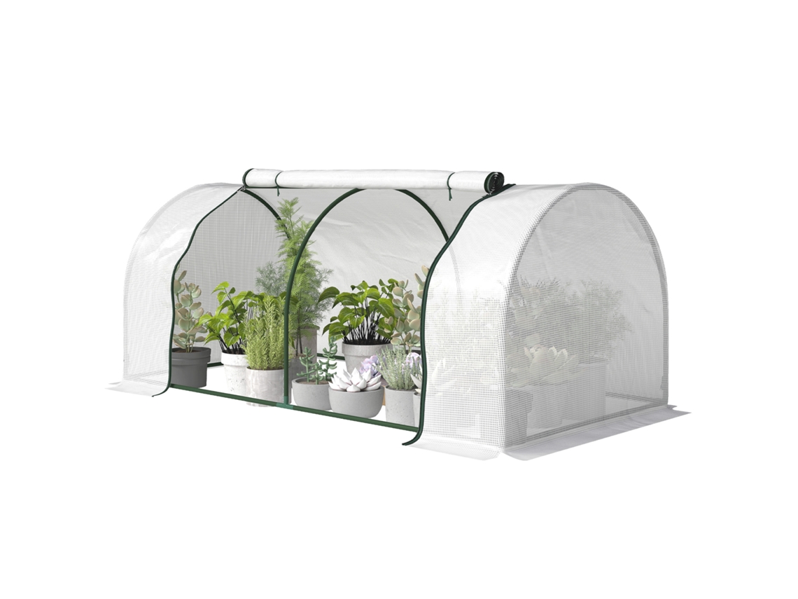 Mini Estufa Aço Pe Tomate 2x1x0,8m Com Porta Zip E Lona