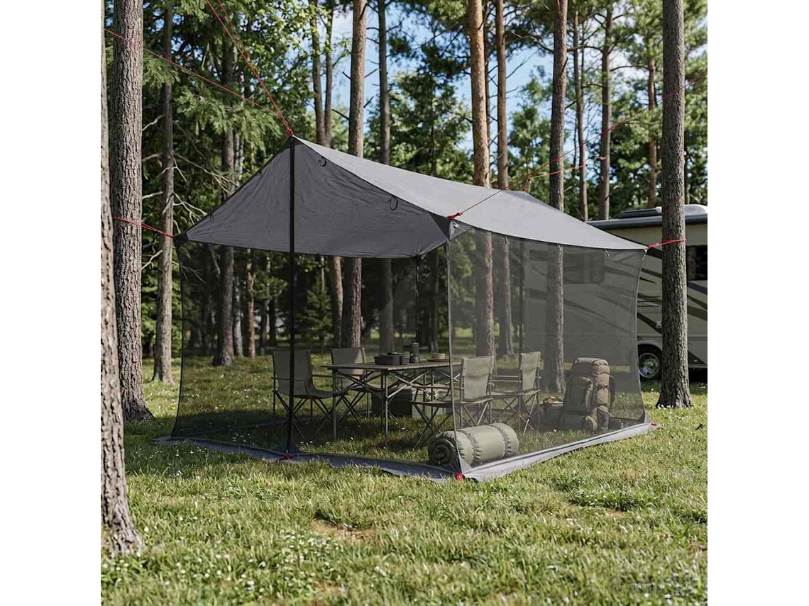 Vidaxl Barraca De Camping Com Paredes De Malha Cinza E Laranja