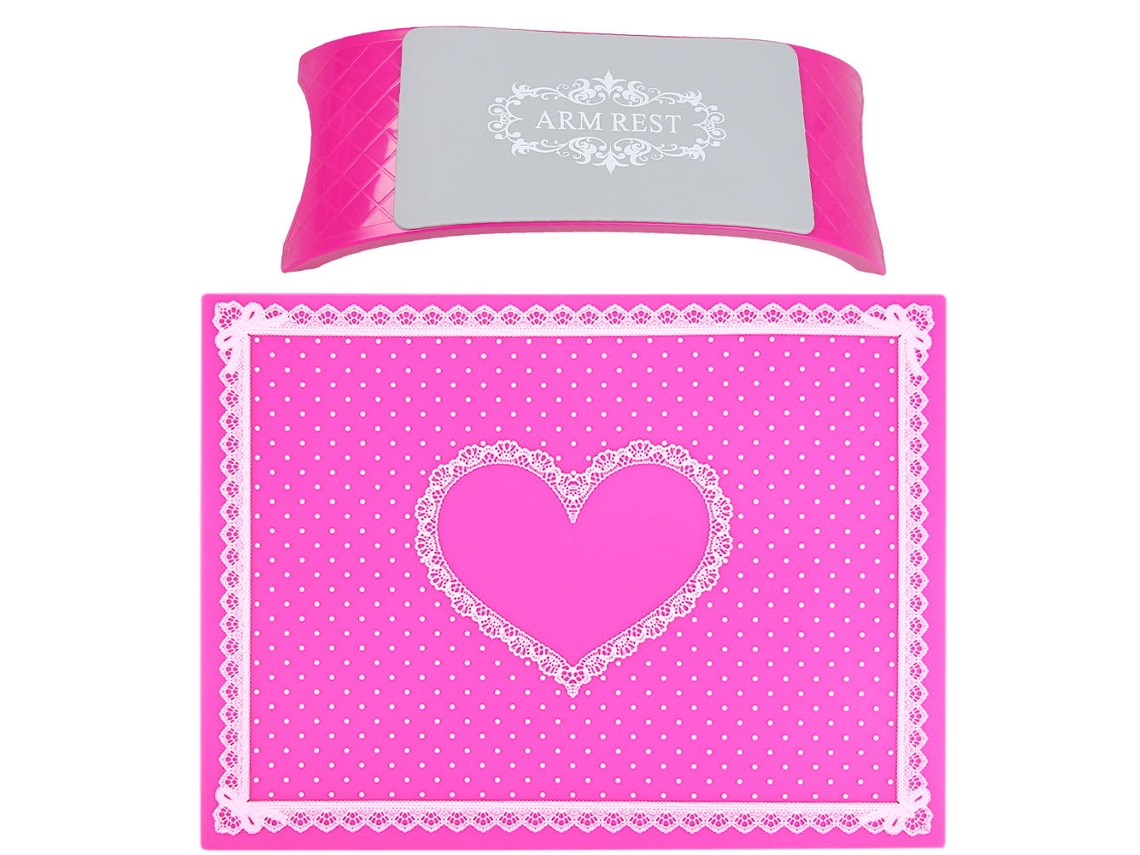 Apoio de pulso em silicone para mesa de manicure/unhas, rosa claro.