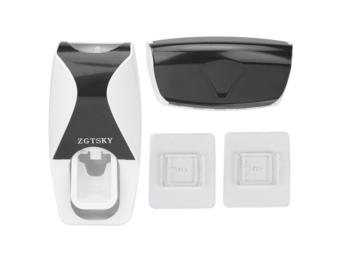 Suporte de Parede para Escova de Dentes e Pasta com Dispenser Automático, Preto