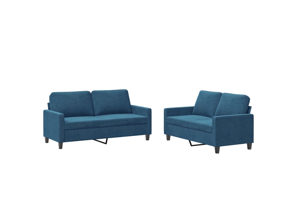 Sofa Set, Sofa Sets Vidaxl Azul Veludo (n/a)