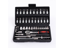 Conjunto De Chaves De Soquete F6 ¼ Chromemat, 46 Peças Preto Para Manutenção De Carros E Motos