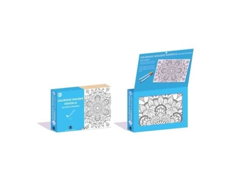 Jogo De Colorir Mandala Silicone Apagável Toalha Dobrável 6 Marcadores Esponja Babali