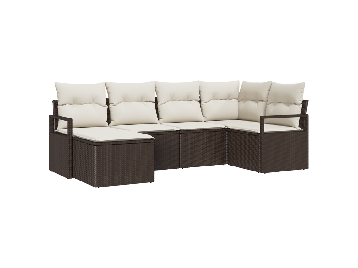 Conjunto 6 Assentos Exteriores Vidaxl Castanho Vime Pe (232 X 122 X 85 Cm)
