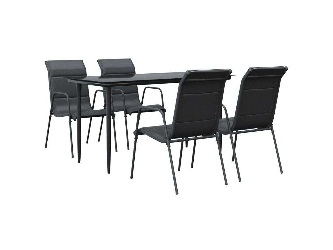 Maison Exclusive - 5 Pcs Conjunto De Jantar Para Jardim Aço E Textilene Preto
