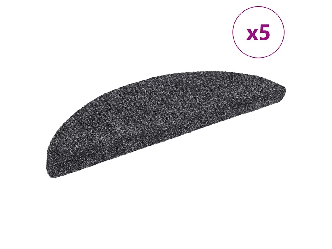 Vidaxl Tapetes De Escada Autoadesivos 5 Peças 56x17x3 Cm Cinza Escuro Semicircular