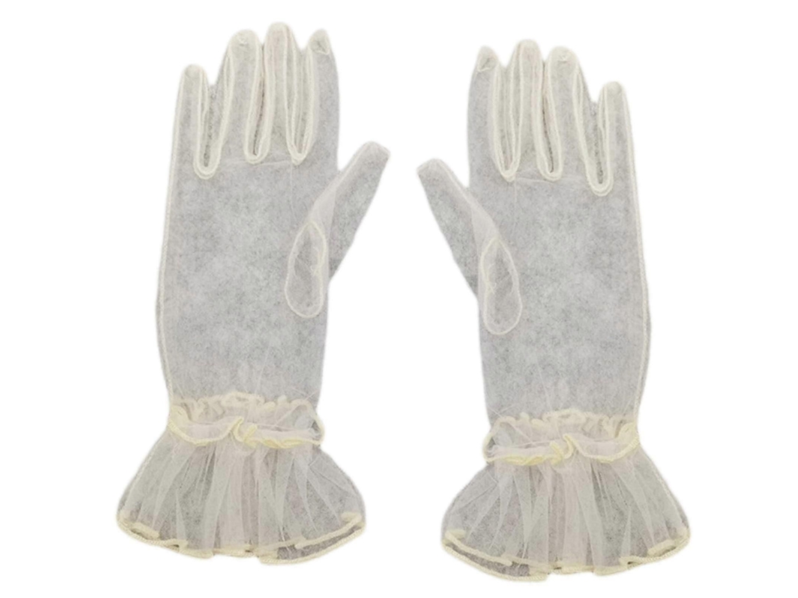 Luvas de Tule Requintadas Até o Pulso, Luvas de Dedo Inteiro, Luvas Curtas para Casamento. TAISHENGDA