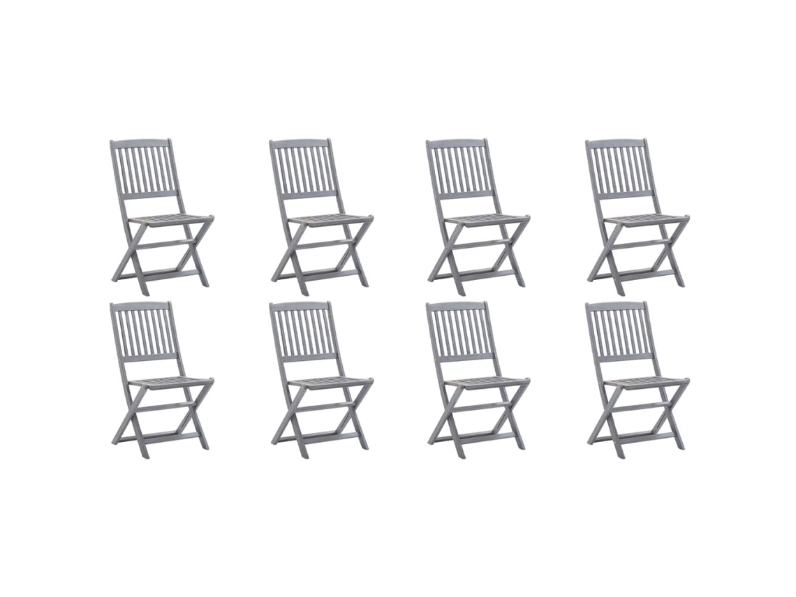 Maison Exclusive - Cadeiras De Exterior Dobráveis 8pcs C/ Almofadões Acácia Maciça